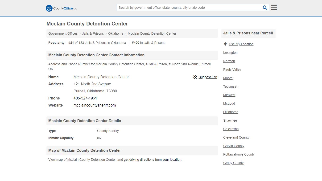 Mcclain County Detention Center - Purcell, OK (Address and ...